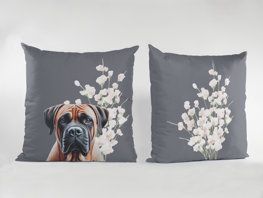 Boerboel Scatter Cushion with Floral Design