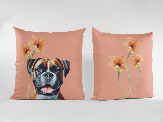 Boxer Scatter Cushion with Floral Design