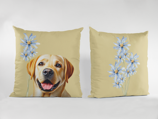 Labrador Scatter Cushion with Floral Design