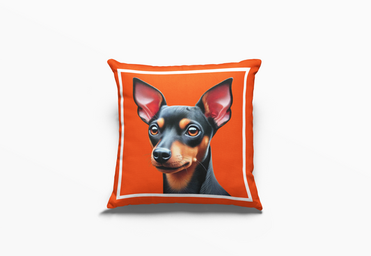 Pip en Pop Dekor Oranje Miniatuur Pincher Kussing 