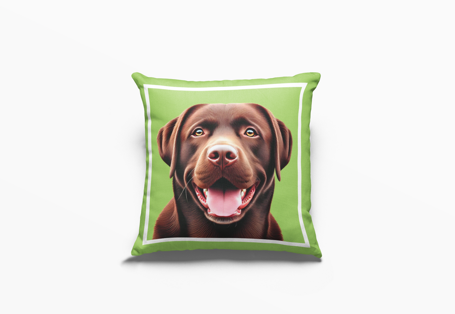 Pip en Pop Dekor Sjokolade Labrador Lig Groen Kussing
