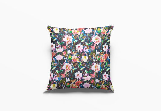 Pip en Pop Dekor Swart Blomme Kussing Agterkant