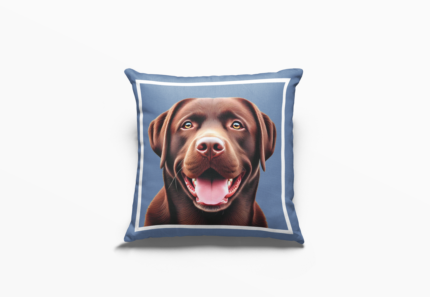 Pip en Pop Dekor Sjokolade Labrador Blou Kussing