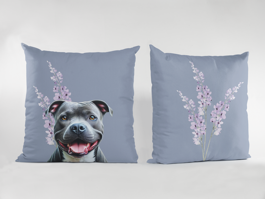 Pitbull Scatter Cushion with Floral Design